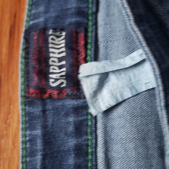 SAPPHIRE Men's Jean's w/knee slit W36 L42 w/stretch distressed NWOT straight leg - Picture 2 of 5